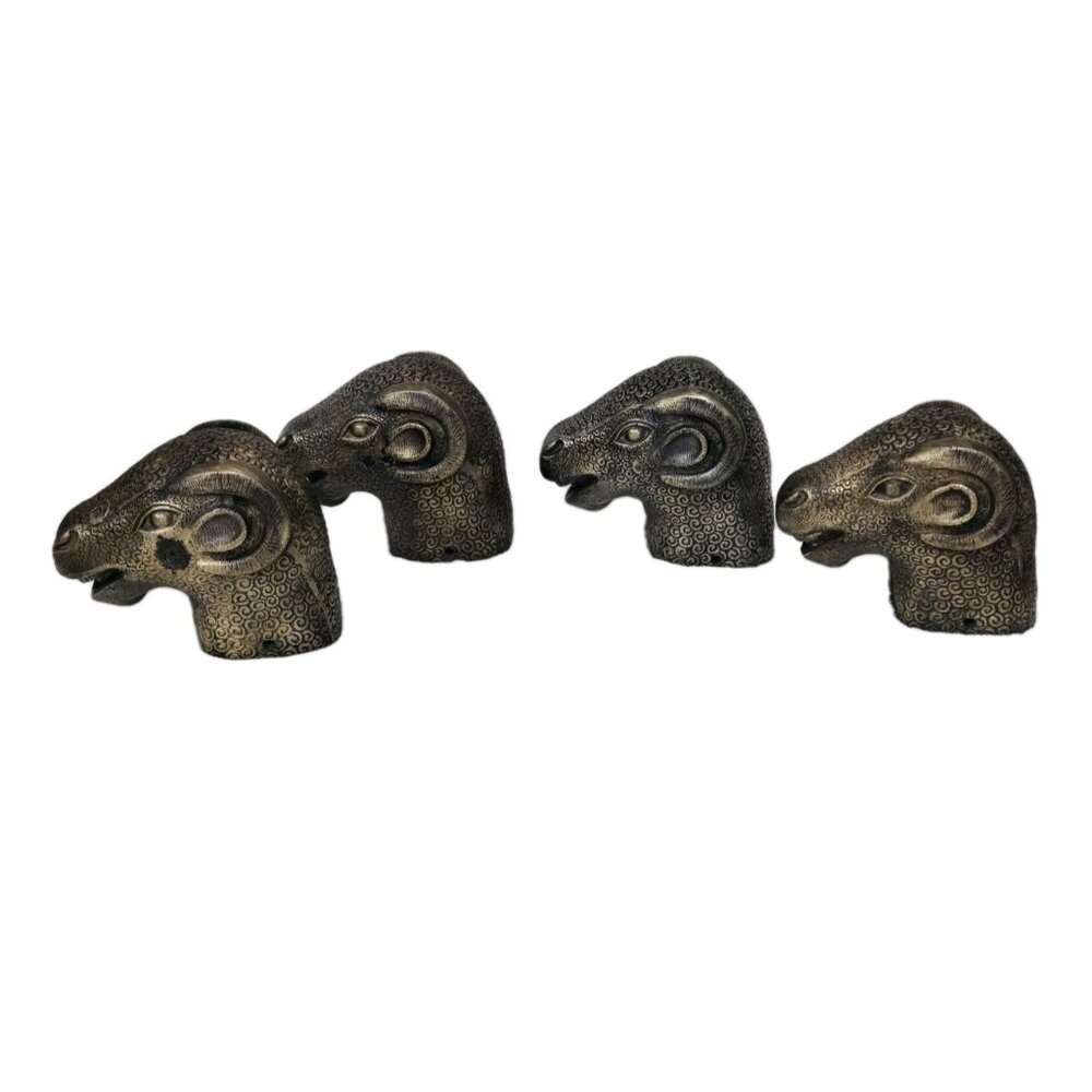 1- Antique Bronze Brass Boho Ram Head Tops Architecture Salvage Industrial Decor